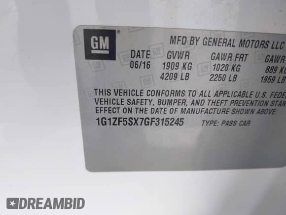 2016 Chevrolet Malibu LT с VIN 1G1ZF5SX7GF315245, выставлен на аукционе IAAI как лот 42605220 с пробегом 103 818 миль миль и . История ставок и продаж доступна на DreamBid. Изображение 9.