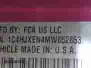 2021 Jeep Wrangler Unlimited Sahara High Altitude with VIN 1C4HJXEN4MW852853, listed as a IAAI auction lot 41976696 with 68,316 mi miles and . Bid and sale history available at DreamBid. Image 9.