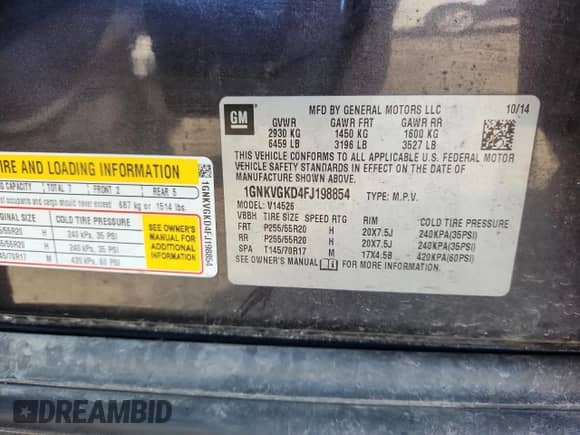 2015 Chevrolet Traverse LT с VIN 1GNKVGKD4FJ198854, выставлен на аукционе Copart как лот 69682955 с пробегом 122 514 миль миль и Списание • Salvage title. История ставок и продаж доступна на DreamBid. Изображение 13.