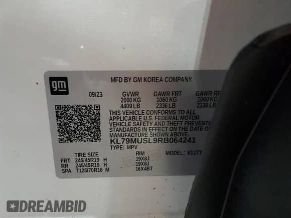 2024 Chevrolet TrailBlazer RS с VIN KL79MUSL9RB064241, выставлен на аукционе Copart как лот 86897445 с пробегом 18 473 миль миль и Списание • Salvage title. История ставок и продаж доступна на DreamBid. Изображение 13.