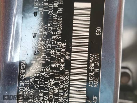 2003 Toyota Highlander с VIN JTEHD21A530023820, выставлен на аукционе Copart как лот 50568865 с пробегом 170 417 миль миль и Списание • Salvage title. История ставок и продаж доступна на DreamBid. Изображение 12.