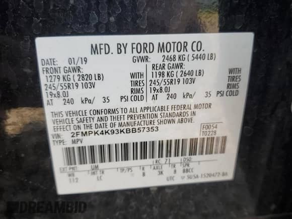 2019 Ford Edge Titanium с VIN 2FMPK4K93KBB57353, выставлен на аукционе Copart как лот 69537135 с пробегом 102 298 миль миль и Списание • Salvage title. История ставок и продаж доступна на DreamBid. Изображение 13.