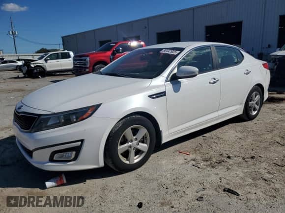 2014 Kia Optima LX with VIN KNAGM4A75E5475236, listed as a Copart auction lot 86442925 with 91,158 mi miles and Salvage title. Bid and sale history available at DreamBid. Image 1.