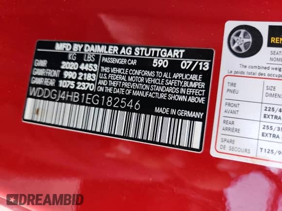 2014 Mercedes-Benz C 250 with VIN WDDGJ4HB1EG182546, listed as a Copart auction lot 64400825 with 90,960 mi miles and Salvage title. Bid and sale history available at DreamBid. Image 12.