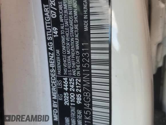 2021 Mercedes-Benz CLA 250 с VIN W1K5J4GB7MN152311, выставлен на аукционе Copart как лот 89925385 с пробегом 96 450 миль миль и Чистый • Clean title. История ставок и продаж доступна на DreamBid. Изображение 12.