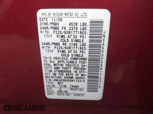 2009 Nissan Rogue S z VIN JN8AS58V59W173314, wystawiony jako IAAI lot #43494232 z przebiegiem 198 061 mil mil oraz . Historia ofert i sprzedaży dostępna na DreamBid. Obrazek 9.