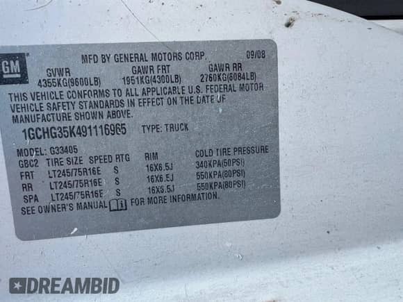 2009 Chevrolet City Express Cargo с VIN 1GCHG35K491116965, выставлен на аукционе Copart как лот 83615784 с пробегом 39 865 миль миль и Чистый • Clean title. История ставок и продаж доступна на DreamBid. Изображение 10.