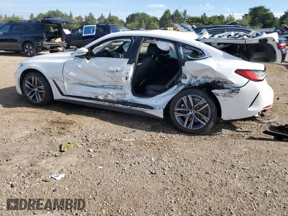 2025 BMW 4 Series 430i xDrive with VIN WBA33FB01SFU84603, listed as a Copart auction lot 70767835 with Not provided miles and Salvage title. Bid and sale history available at DreamBid. Image 2.