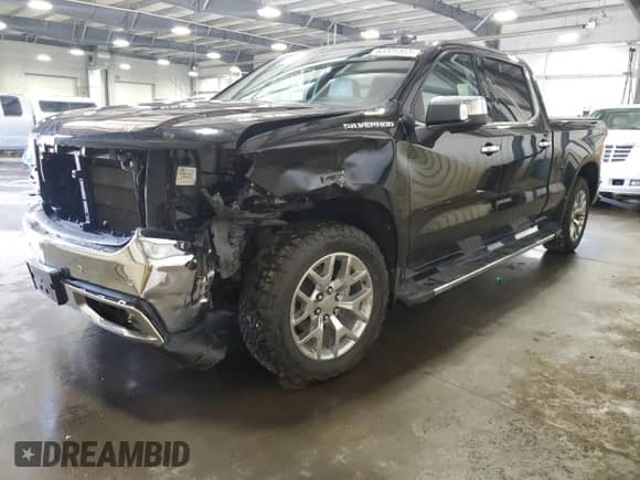2019 Chevrolet Silverado 1500 LTZ with VIN 1GCUYGEL3KZ292263, listed as a Copart auction lot 63335855 with 57,889 mi miles and Salvage title. Bid and sale history available at DreamBid. Image 1.