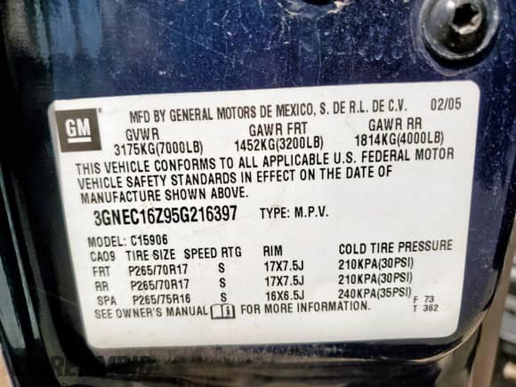 2005 Chevrolet Suburban LT with VIN 3GNEC16Z95G216397, listed as a Copart auction lot 63859835 with 110,254 mi miles and Clean title. Bid and sale history available at DreamBid. Image 12.