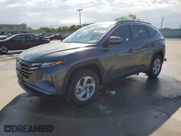 2023 Hyundai Tucson SEL with VIN 5NMJBCAE8PH232818, listed as a Copart auction lot 53865755 with 34,583 mi miles and Salvage title. Bid and sale history available at DreamBid. Image 1.