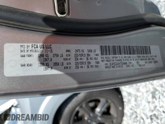 2017 Dodge Journey Crossroad Plus with VIN 3C4PDCGGXHT554006, listed as a Copart auction lot 69983755 with 166,647 mi miles and Salvage title. Bid and sale history available at DreamBid. Image 13.