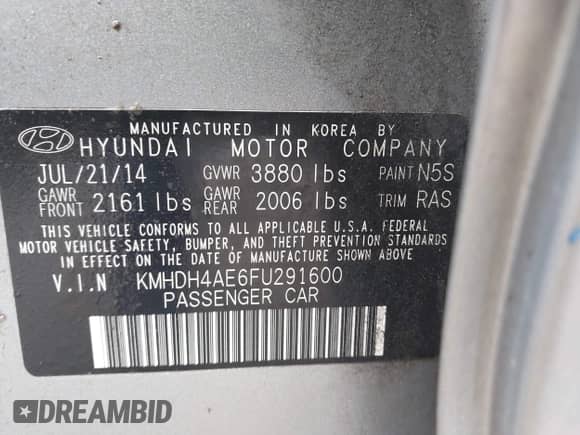 2015 Hyundai Elantra SE z VIN KMHDH4AE6FU291600, wystawiony jako IAAI lot #42850304 z przebiegiem 71 842 mil mil oraz . Historia ofert i sprzedaży dostępna na DreamBid. Obrazek 9.