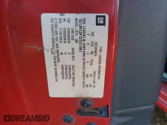 2002 Chevrolet Cavalier LS Sport с VIN 1G1JH12F727311061, выставлен на аукционе Copart как лот 45425585 с пробегом Не указан миль и Списание • Salvage title. История ставок и продаж доступна на DreamBid. Изображение 13.