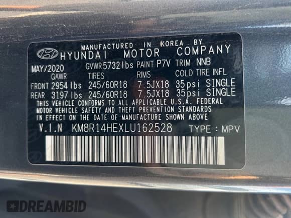2020 Hyundai Palisade SE with VIN KM8R14HEXLU162528, listed as a Copart auction lot 81688525 with 146,128 mi miles and Clean title. Bid and sale history available at DreamBid. Image 10.
