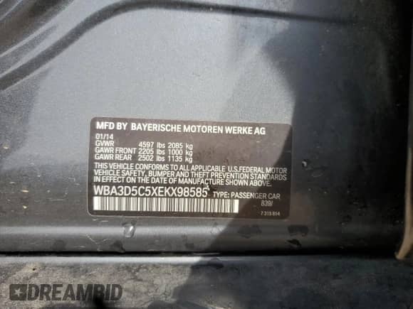 2014 BMW 3 Series 328d xDrive с VIN WBA3D5C5XEKX98585, выставлен на аукционе Copart как лот 84061455 с пробегом 95 446 миль миль и Списание • Salvage title. История ставок и продаж доступна на DreamBid. Изображение 13.