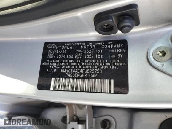 2015 Hyundai Accent GLS с VIN KMHCT4AE4FU825753, выставлен на аукционе Copart как лот 81994705 с пробегом 182 291 миль миль и Списание • Salvage title. История ставок и продаж доступна на DreamBid. Изображение 12.