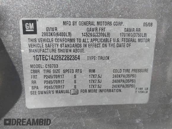 2008 GMC Sierra 1500 Work Truck с VIN 1GTEC14J28Z282364, выставлен на аукционе IAAI как лот 42010184 с пробегом 193 372 миль миль и . История ставок и продаж доступна на DreamBid. Изображение 9.