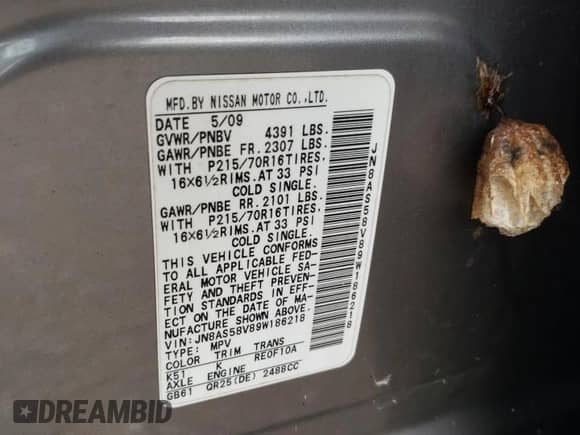 2009 Nissan Rogue S with VIN JN8AS58V89W186218, listed as a Copart auction lot 81317625 with 49,082 mi miles and Clean title. Bid and sale history available at DreamBid. Image 13.