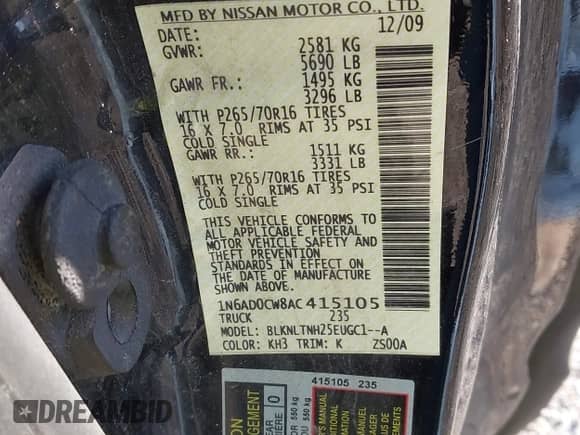 2010 Nissan Frontier SE с VIN 1N6AD0CW8AC415105, выставлен на аукционе IAAI как лот 43497457 с пробегом 240 158 миль миль и . История ставок и продаж доступна на DreamBid. Изображение 9.