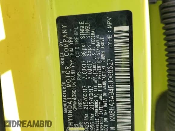 2024 Hyundai Kona SE с VIN KM8HA3AB4RU068627, выставлен на аукционе Copart как лот 65776945 с пробегом 32 578 миль миль и Списание • Salvage title. История ставок и продаж доступна на DreamBid. Изображение 13.