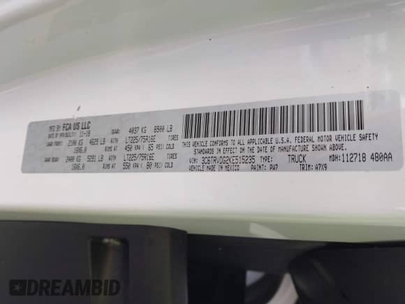 2019 Ram ProMaster Cargo z VIN 3C6TRVDG2KE515235, wystawiony jako IAAI lot #42744738 z przebiegiem 88 721 mil mil oraz . Historia ofert i sprzedaży dostępna na DreamBid. Obrazek 9.