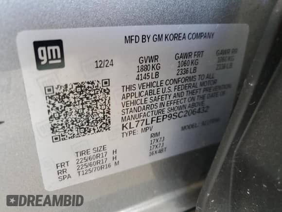 2025 Chevrolet Trax LS с VIN KL77LFEP9SC206432, выставлен на аукционе Copart как лот 69064225 с пробегом 22 995 миль миль и Чистый • Clean title. История ставок и продаж доступна на DreamBid. Изображение 13.