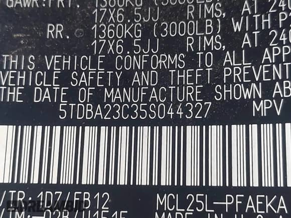 2005 Toyota Sienna LE with VIN 5TDBA23C35S044327, listed as a IAAI auction lot 43467749 with 87,786 mi miles and . Bid and sale history available at DreamBid. Image 9.