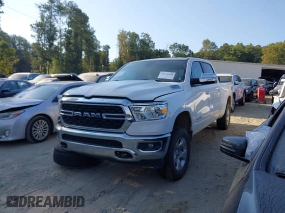 2022 Ram 1500 Big Horn with VIN 1C6RRFMG1NN437143, listed as a IAAI auction lot 43214198 with 86,447 mi miles and . Bid and sale history available at DreamBid. Image 2.