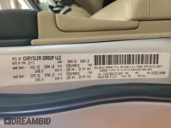 2012 Jeep Grand Cherokee Limited с VIN 1C4RJFBGXCC213607, выставлен на аукционе Copart как лот 67768305 с пробегом 178 885 миль миль и Списание • Salvage title. История ставок и продаж доступна на DreamBid. Изображение 13.