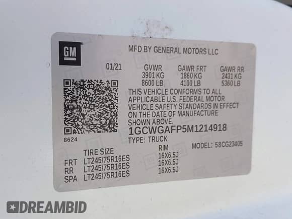 2021 Chevrolet Express Cargo z VIN 1GCWGAFP5M1214918, wystawiony jako IAAI lot #43456666 z przebiegiem 113 515 mil mil oraz . Historia ofert i sprzedaży dostępna na DreamBid. Obrazek 9.