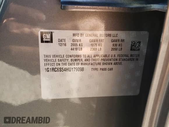 2017 Chevrolet Volt LT z VIN 1G1RC6S54HU179098, wystawiony jako Copart lot #71389032 z przebiegiem 33 539 mil mil oraz . Historia ofert i sprzedaży dostępna na DreamBid. Obrazek 12.