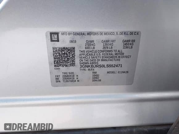 2020 Chevrolet Blazer LT с VIN 3GNKBJRS0LS552471, выставлен на аукционе IAAI как лот 42368381 с пробегом 89 697 миль миль и . История ставок и продаж доступна на DreamBid. Изображение 9.