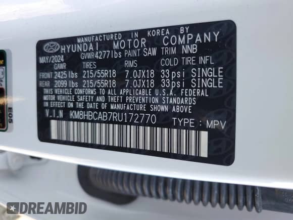 2024 Hyundai Kona SEL with VIN KM8HBCAB7RU172770, listed as a Copart auction lot 81492114 with 7,756 mi miles and Clean title. Bid and sale history available at DreamBid. Image 13.