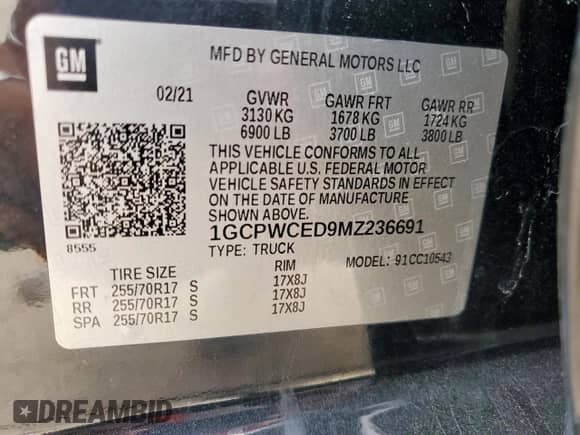 2021 Chevrolet Silverado 1500 LT z VIN 1GCPWCED9MZ236691, wystawiony jako Copart lot #70108155 z przebiegiem 79 060 mil mil oraz Szkoda całkowita • Salvage title. Historia ofert i sprzedaży dostępna na DreamBid. Obrazek 12.