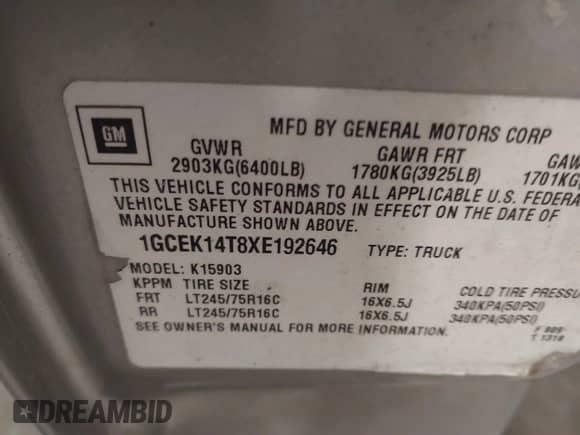 1999 Chevrolet Silverado 1500 LT с VIN 1GCEK14T8XE192646, выставлен на аукционе IAAI как лот 41777519 с пробегом 289 532 миль миль и . История ставок и продаж доступна на DreamBid. Изображение 9.