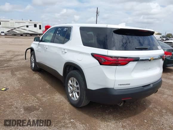 2023 Chevrolet Traverse LS z VIN 1GNERFKW0PJ168703, wystawiony jako IAAI lot #42638224 z przebiegiem 56 743 mil mil oraz . Historia ofert i sprzedaży dostępna na DreamBid. Obrazek 3.