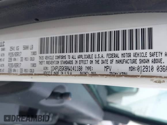 2010 Dodge Nitro SE with VIN 1D4PU2GK8AW141180, listed as a IAAI auction lot 42258347 with 148,503 mi miles and . Bid and sale history available at DreamBid. Image 9.