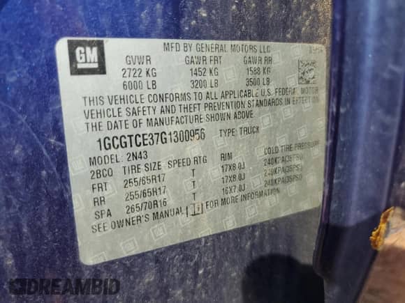 2016 Chevrolet Colorado 4WD LT с VIN 1GCGTCE37G1300956, выставлен на аукционе Copart как лот 70649695 с пробегом 195 068 миль миль и Списание • Salvage title. История ставок и продаж доступна на DreamBid. Изображение 12.