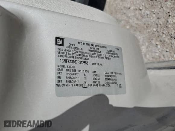 2007 Chevrolet Tahoe LS с VIN 1GNFK13067R312553, выставлен на аукционе Copart как лот 86827675 с пробегом 258 125 миль миль и Списание • Salvage title. История ставок и продаж доступна на DreamBid. Изображение 14.