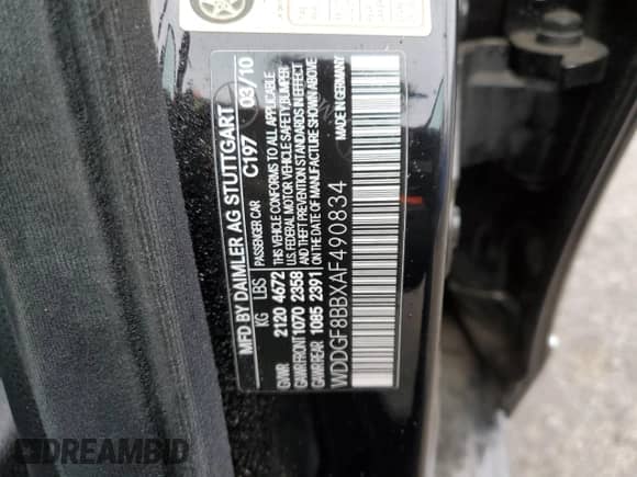 2010 Mercedes-Benz C 300 Sport with VIN WDDGF8BBXAF490834, listed as a Copart auction lot 81494395 with 107,504 mi miles and Salvage title. Bid and sale history available at DreamBid. Image 12.