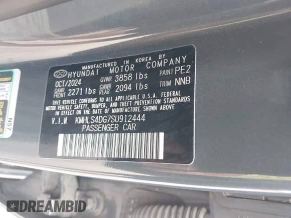 2025 Hyundai Elantra SEL Convenience с VIN KMHLS4DG7SU912444, выставлен на аукционе IAAI как лот 43267583 с пробегом 18 735 миль миль и . История ставок и продаж доступна на DreamBid. Изображение 9.