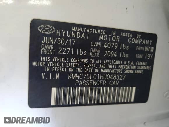 2017 Hyundai Ioniq SEL с VIN KMHC75LC1HU048327, выставлен на аукционе Copart как лот 84244185 с пробегом 149 537 миль миль и Чистый • Clean title. История ставок и продаж доступна на DreamBid. Изображение 12.