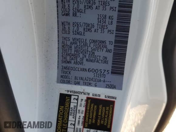 2024 Nissan Frontier S with VIN 1N6ED1CLXRN600575, listed as a Copart auction lot 42430725 with 29,390 mi miles and Salvage title. Bid and sale history available at DreamBid. Image 12.