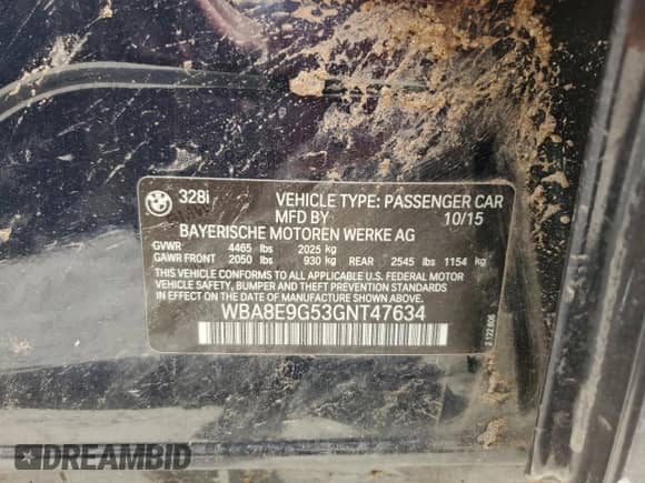 2016 BMW 3 Series 328i с VIN WBA8E9G53GNT47634, выставлен на аукционе Copart как лот 70387135 с пробегом 117 914 миль миль и Чистый • Clean title. История ставок и продаж доступна на DreamBid. Изображение 12.