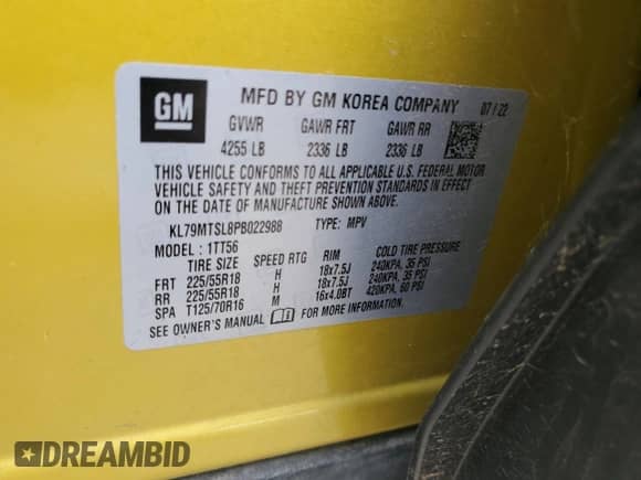 2023 Chevrolet TrailBlazer RS z VIN KL79MTSL8PB022988, wystawiony jako Copart lot #69246975 z przebiegiem 30 141 mil mil oraz Szkoda całkowita • Salvage title. Historia ofert i sprzedaży dostępna na DreamBid. Obrazek 13.