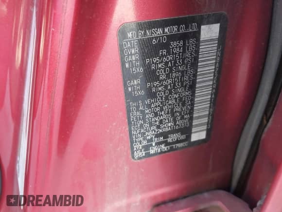 2010 Nissan Cube S Krom Edition с VIN JN8AZ2KR8AT167373, выставлен на аукционе IAAI как лот 42939631 с пробегом 88 993 миль миль и . История ставок и продаж доступна на DreamBid. Изображение 9.