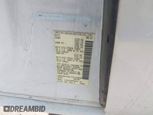 2016 Nissan Frontier SV z VIN 1N6AD0EV5GN795909, wystawiony jako IAAI lot #43356457 z przebiegiem 148 664 mil mil oraz . Historia ofert i sprzedaży dostępna na DreamBid. Obrazek 9.