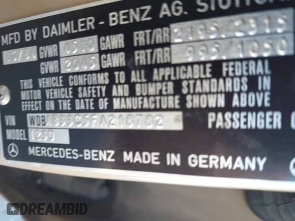 1985 Mercedes-Benz 300 с VIN WDBAB33C5FA218782, выставлен на аукционе IAAI как лот 41698746 с пробегом 285 352 миль миль и . История ставок и продаж доступна на DreamBid. Изображение 9.