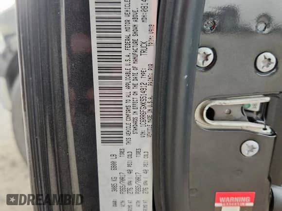 2019 Ram 1500 Tradesman z VIN 1C6RR6FGXKS514912, wystawiony jako Copart lot #70864885 z przebiegiem 180 346 mil mil oraz Szkoda całkowita • Salvage title. Historia ofert i sprzedaży dostępna na DreamBid. Obrazek 13.